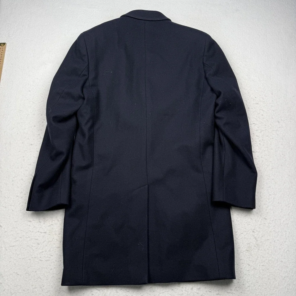 Banana Republic Coat Mens Medium Blue Nova Fides Wool Overcoat Button Front